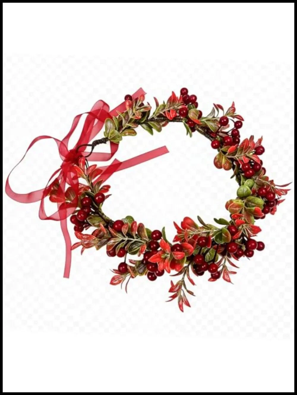 Christmas Flower Crown Floral Wreath Red Berry Pine Cone Headpiece